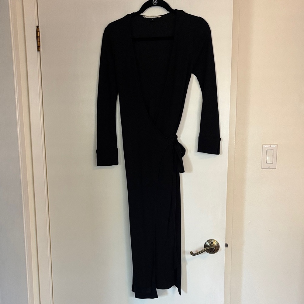 Diane Von Furstenberg Black Long Sleeve Wrap Dress